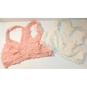Mae Racerback Bralette Lot, Women's‎ Bra, Large, Peach, White